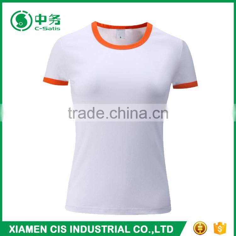 2017 Latest Fashion Summer 100% Cotton Slim Fit Round Neck Women Blank T Shirt