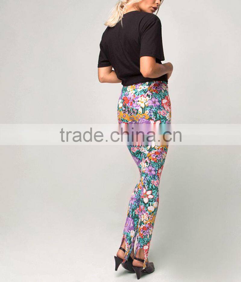 Flower Print Sublimation print Fashion Leggings Polyester Spandex Strech Legging High Waist Foot Pants