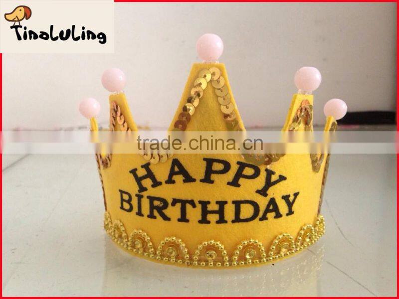 2015 pink happy birthday headwear pageant crowns hair accessory with light