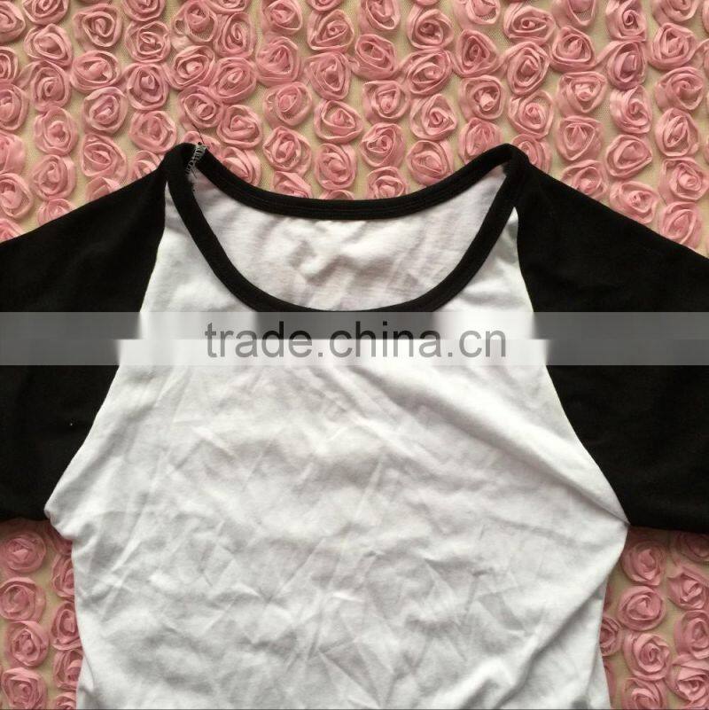 Boutique Wholesale Baby Girls Baby Boy Clothing Black And WhiteRaglan Children T-shirt