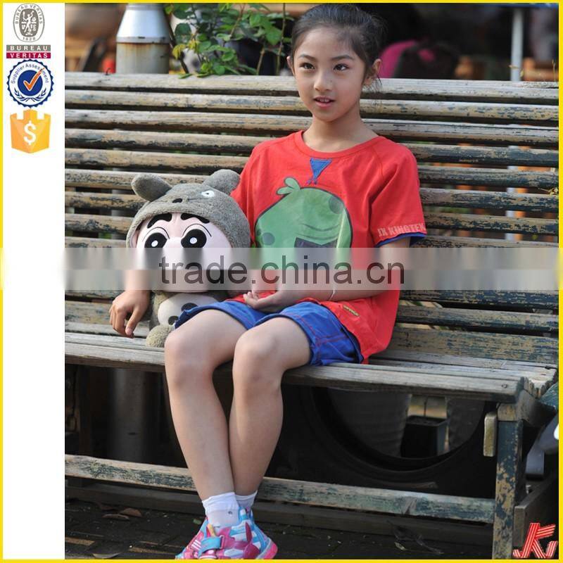 summer short sleeve red cotton girl t-shirt suit