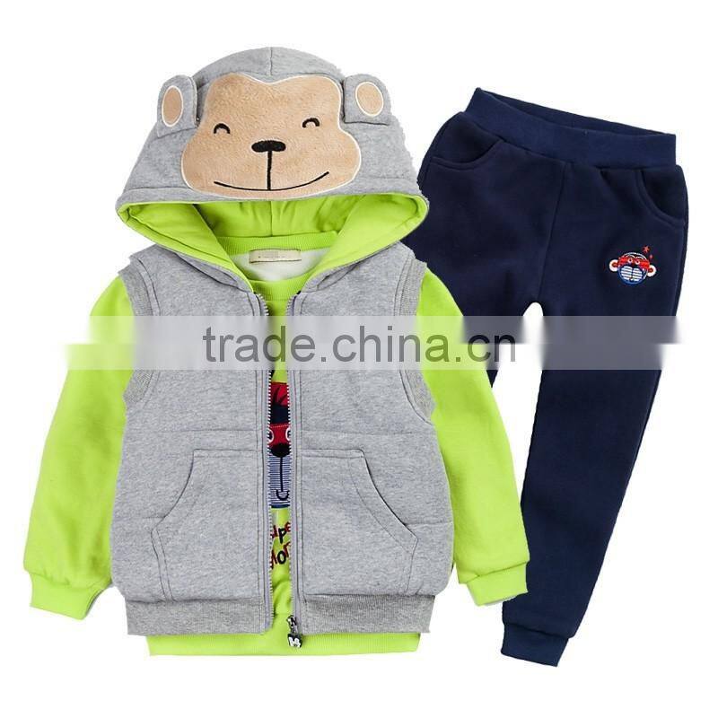 custom fashion and quality baby girls boys winter warm 3pcs clothing sets