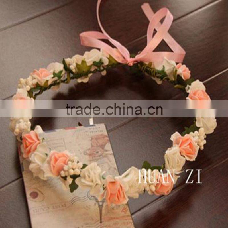 Wholesale Decorate Bridal Headpiece Rose Flower Head Wreath