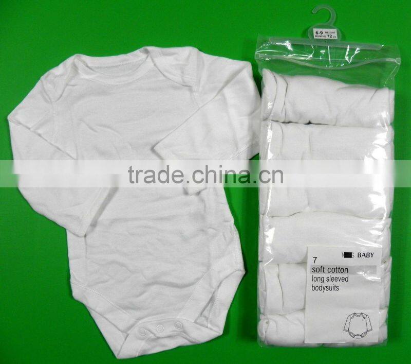 Babies White 7 PACK Long Sleeves Soft Cotton Bodysuits
