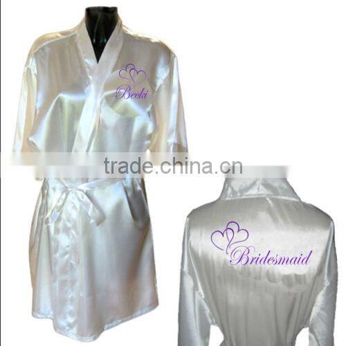 Personalised Heart Satin Wedding Bride Robe / Dressing Gown satin robe 02