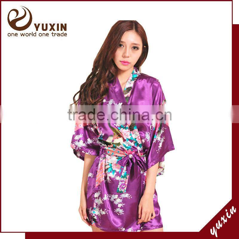 Satin wedding robes silk bridal party bathrobes robe de soiree RS1-0045