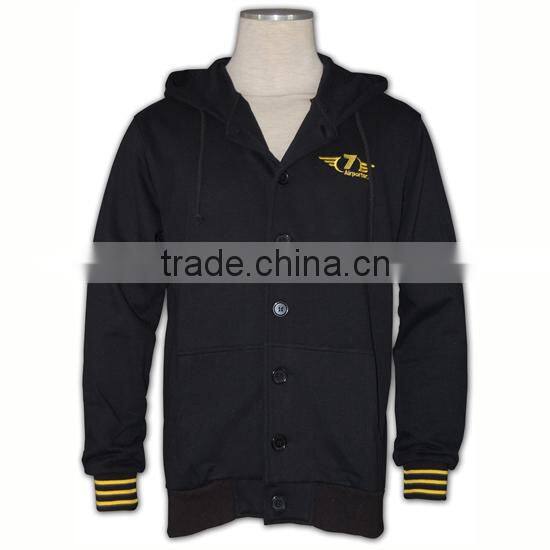 Wholesale high quality zip up hoody ribbed cheap button up baseball jackets