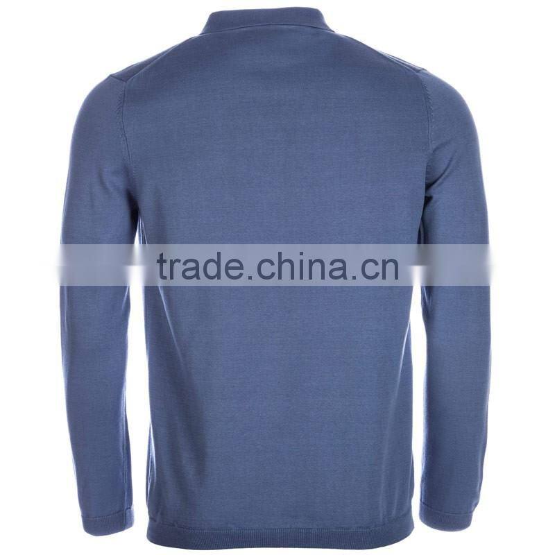 Custom fashion 100% cotton long sleeve knitted polo t shirt men 2016