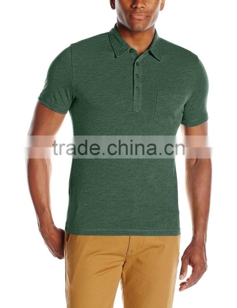 Men's Jersey cotton slub polo tee shirt with pocket
