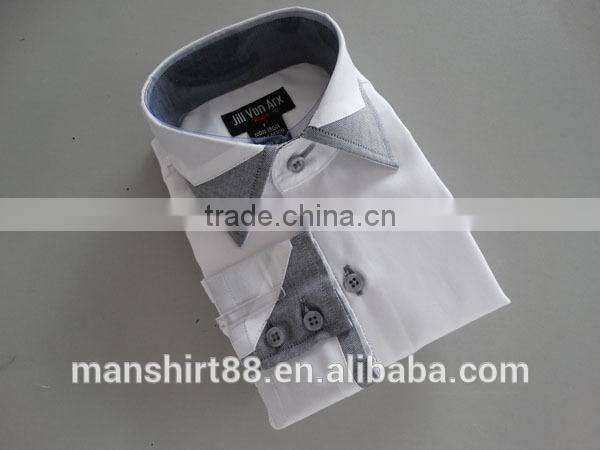 boy's special contrast collar and cuff casual shirt