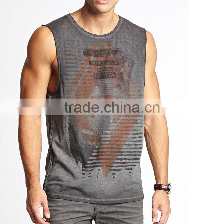 Guangzhou Latest Designed Casual Summer O-neck 160g 100% Cotton Cut-off Shirts Mens Muscle T Shirt Sleeveless