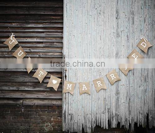 Just Married bunting, Vintage wedding hessian rustic decor bunting