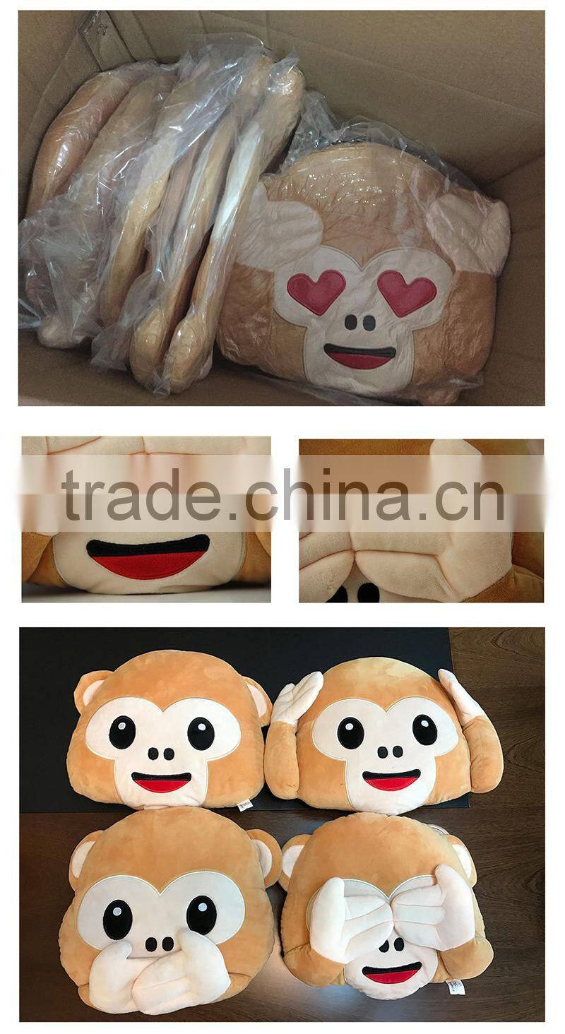 Factory direct plush monkey emoji pillow plush