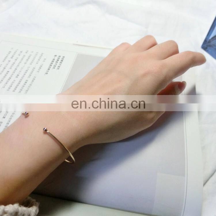 Gold Silver Simple Bangle Open Cuff Women Stretch Bangle Bracelet
