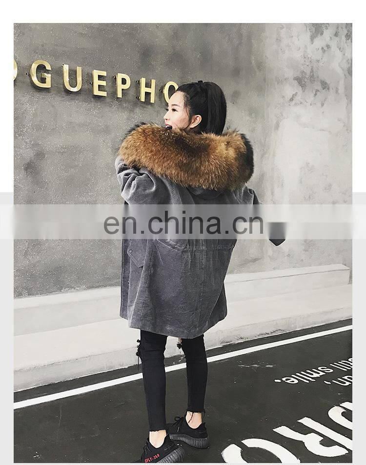 New Arrival Women Monochromatic Jackets and Winter Coats With Corduroy Fabric