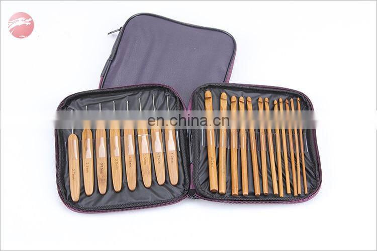 20pcs/set Bamboo Crochet Hook Set Aluminium Knitting Needles for sweater weave tools