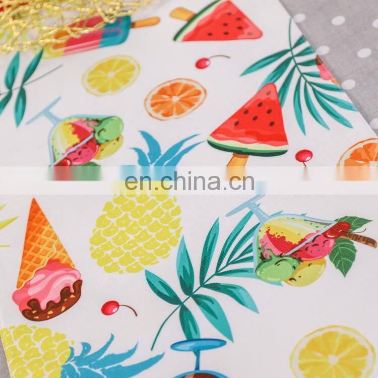Digital Print 100% Polyester Printed Summer Fruit Table Cloth Runner for Wedding Party Banquet Decoration
