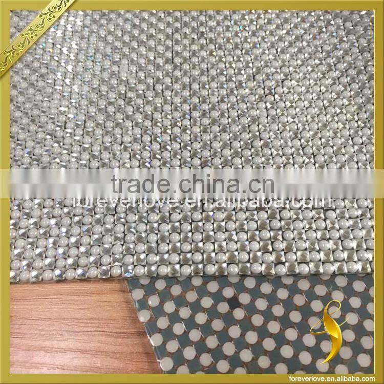 Hotfix glue sheets diamond net white ceramics crystal rhinestone mesh 24*40cm FRM-219
