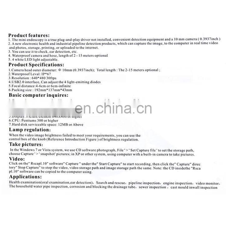 Portable Endoscope 5M Endoscope Camera USB with 4 White LED Light