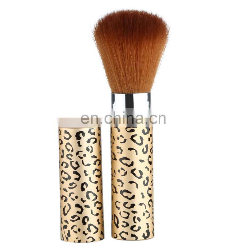New Profession Leopard Print Retractable Makeup Brush Face Cheek Cosmetic Soft Powder Foundation Brush Blush Brush