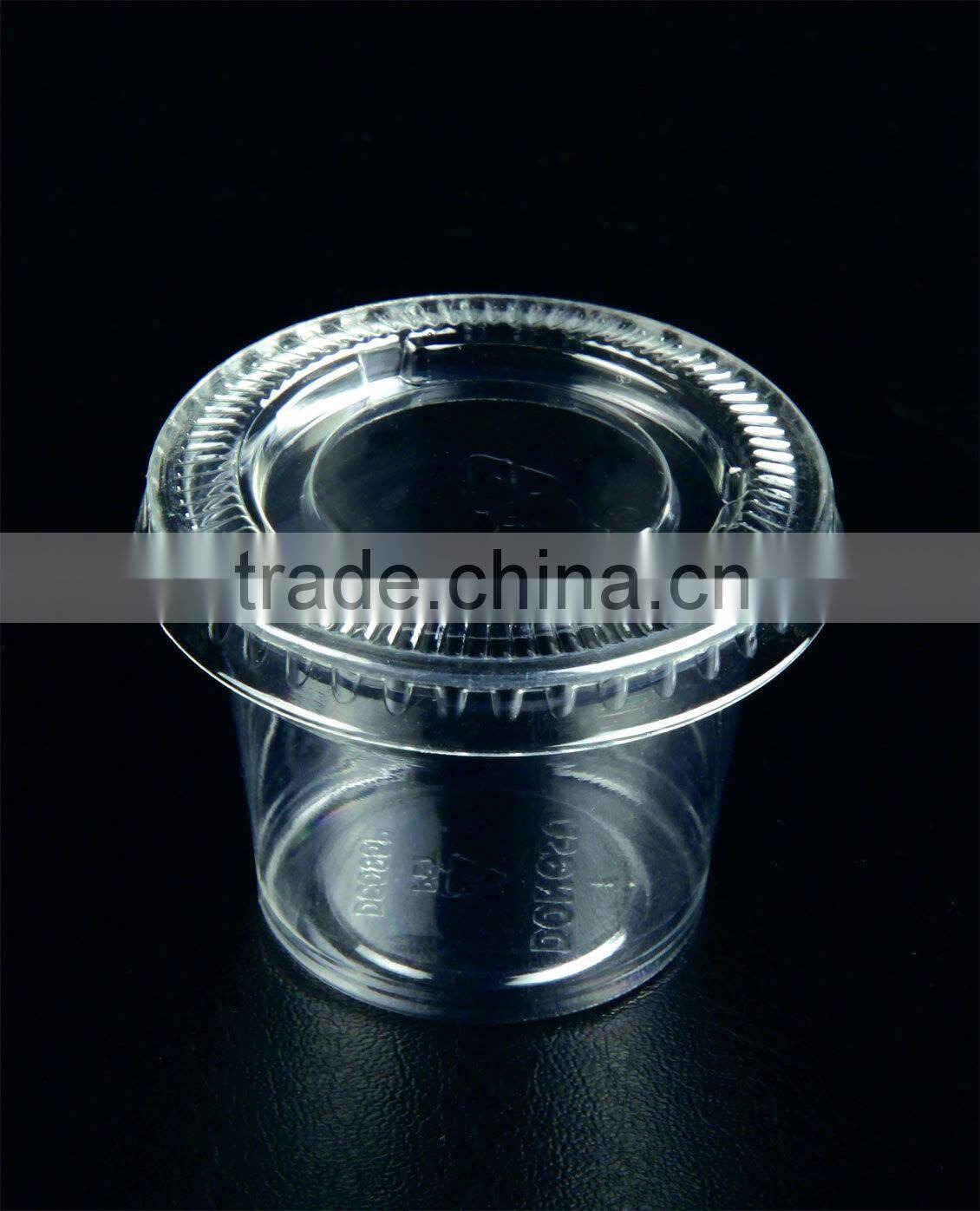 0.95OZ disposable sauce cup, PET portion cup, clear PET condiment cup with flat lid, factory made 28ml/30ml sauce cup