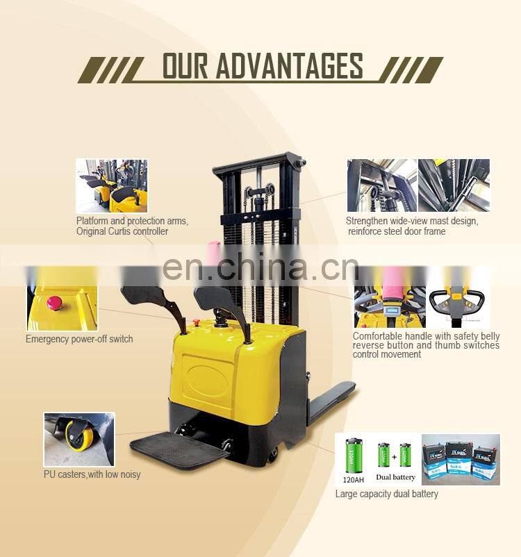 Electric reach stacker multi-value control Hot Sale Electric Pallet Stacker Truck 1500kg 2000kg Forklift