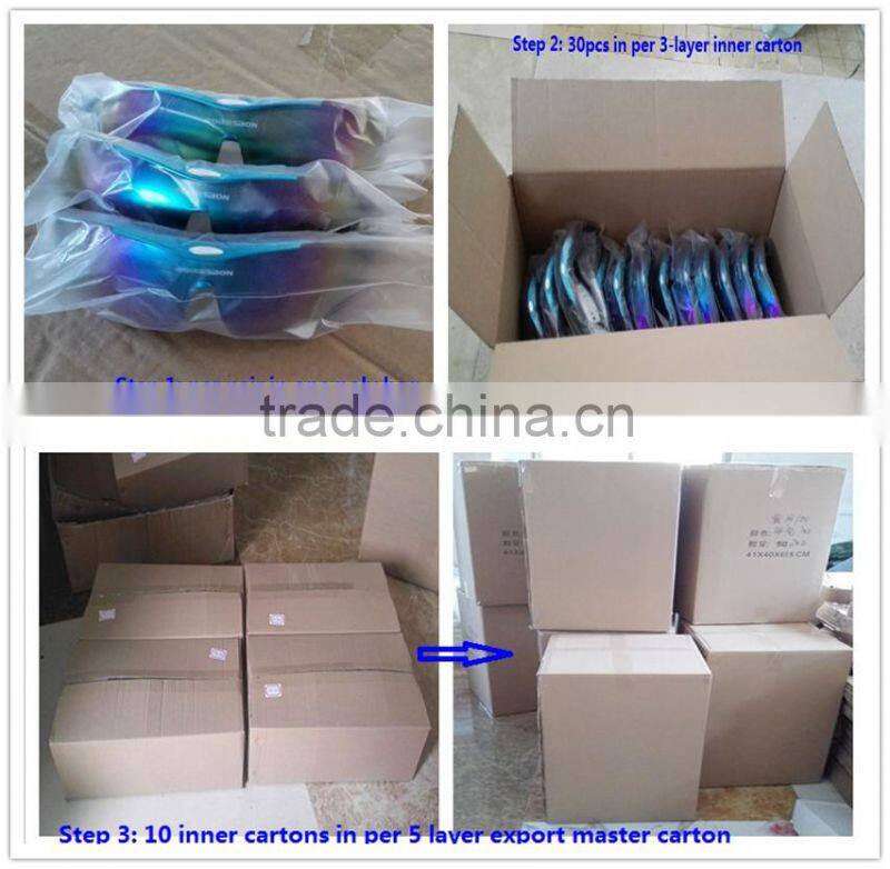 2015 Hot popular sunglasses set black frame rainbow lens anti-UV400 outdoor sports glasses with 4 extra lenses