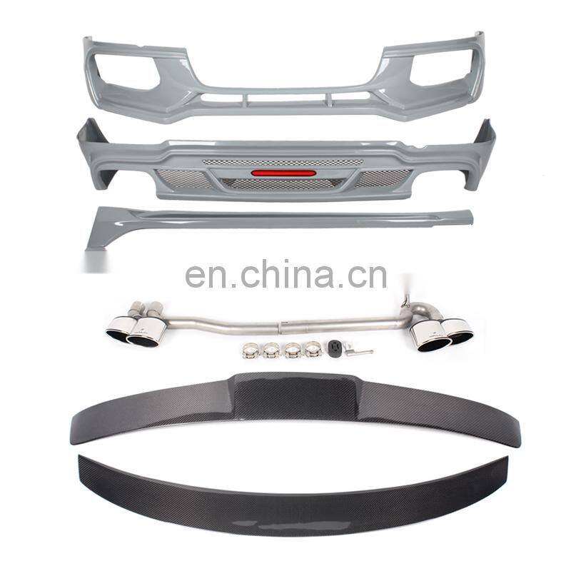 Runde ABS Material Car Modification Sport Style Front Rear Lip Side Skirt Spoiler Exhaust Suitable For 2013-2016 Audi A4L Body Kit