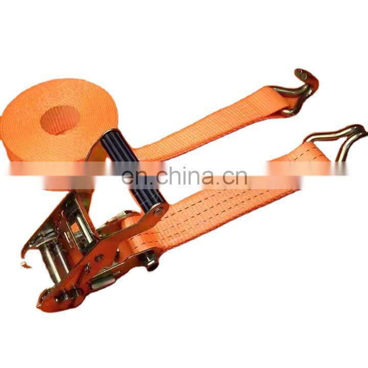 Factory Custom 5T 3T Orange 100% Polyester Flat Woven Webbing Belt Fasten Cargo Lashing Straps in Ratchet Tie Down