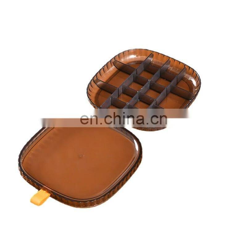 Plastic Jewelry Box Transparent Portable 3 Layer Compartment Square Ring Earring Storage Case Organizer