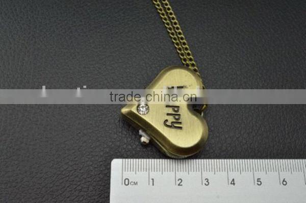 Retro necklace watch happy branded and heart shape necklace watch quartz necklace watch