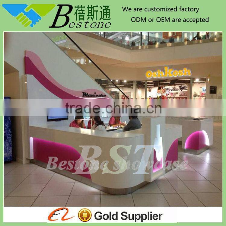 Fashion pink beauty retail nail bar furniture for sale