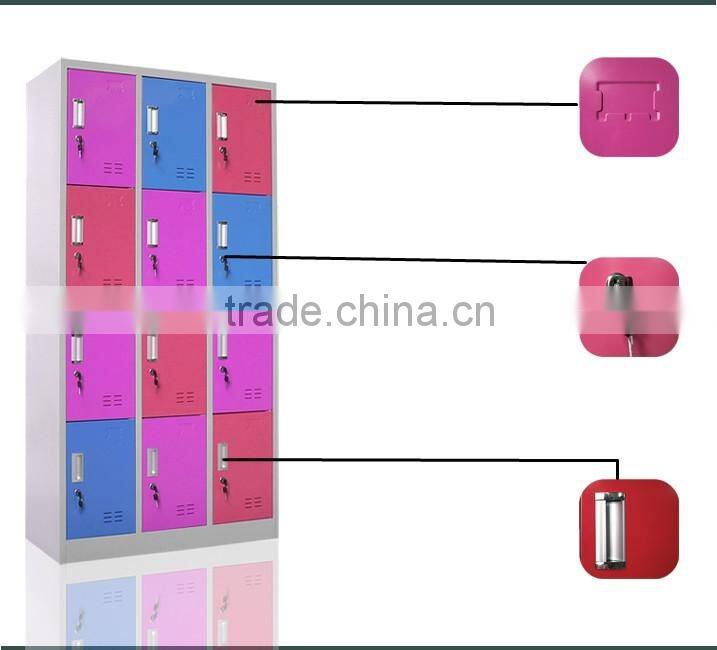 Hot Sale Micture Color 12 Door Public Place Metal Hot Lockers In UK