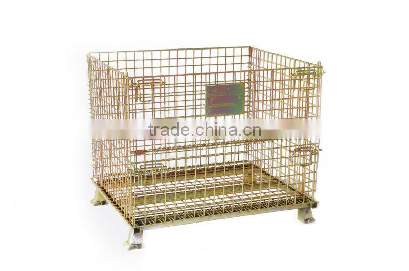 Warehouse folding metal wire mesh rigid wire containers