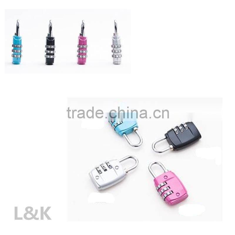 colorful 3-digit resettable travel lock/wholesale promotional lock