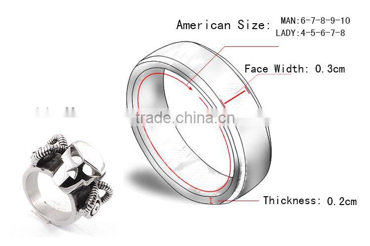 Rings for men stainless steel silver ring with skull bone
