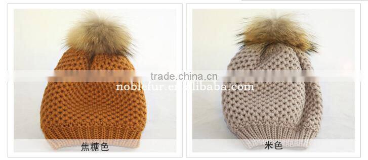 2015 top quality fancy solid color wool fur pompom female headwear