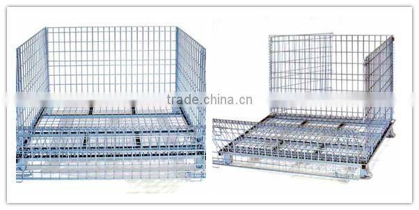 Metal steel wire mesh warehouse storage foldable pallet container