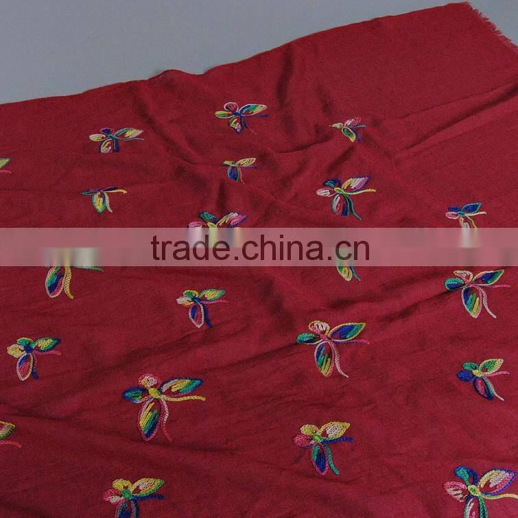Latest Design Cotton Colorful Butterfly Emboridery Scarf Shawl