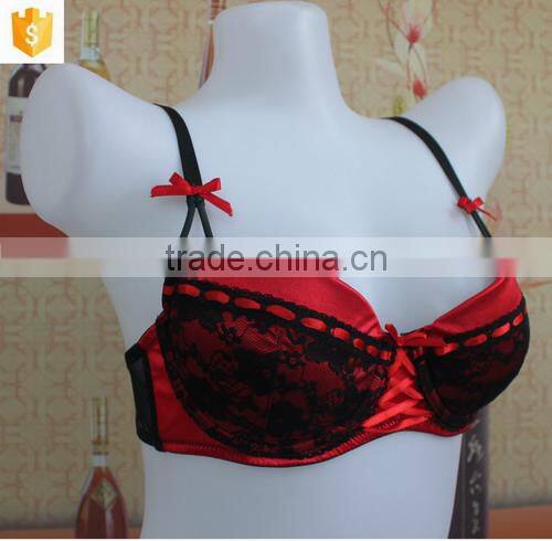 red sexy lace bra,satin women push-up mature bra
