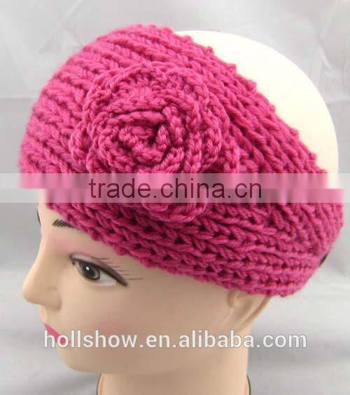 Wholesale Hair Accessory Ladies Crochet Patterns Flower Head Wrap Women Knitted Headband