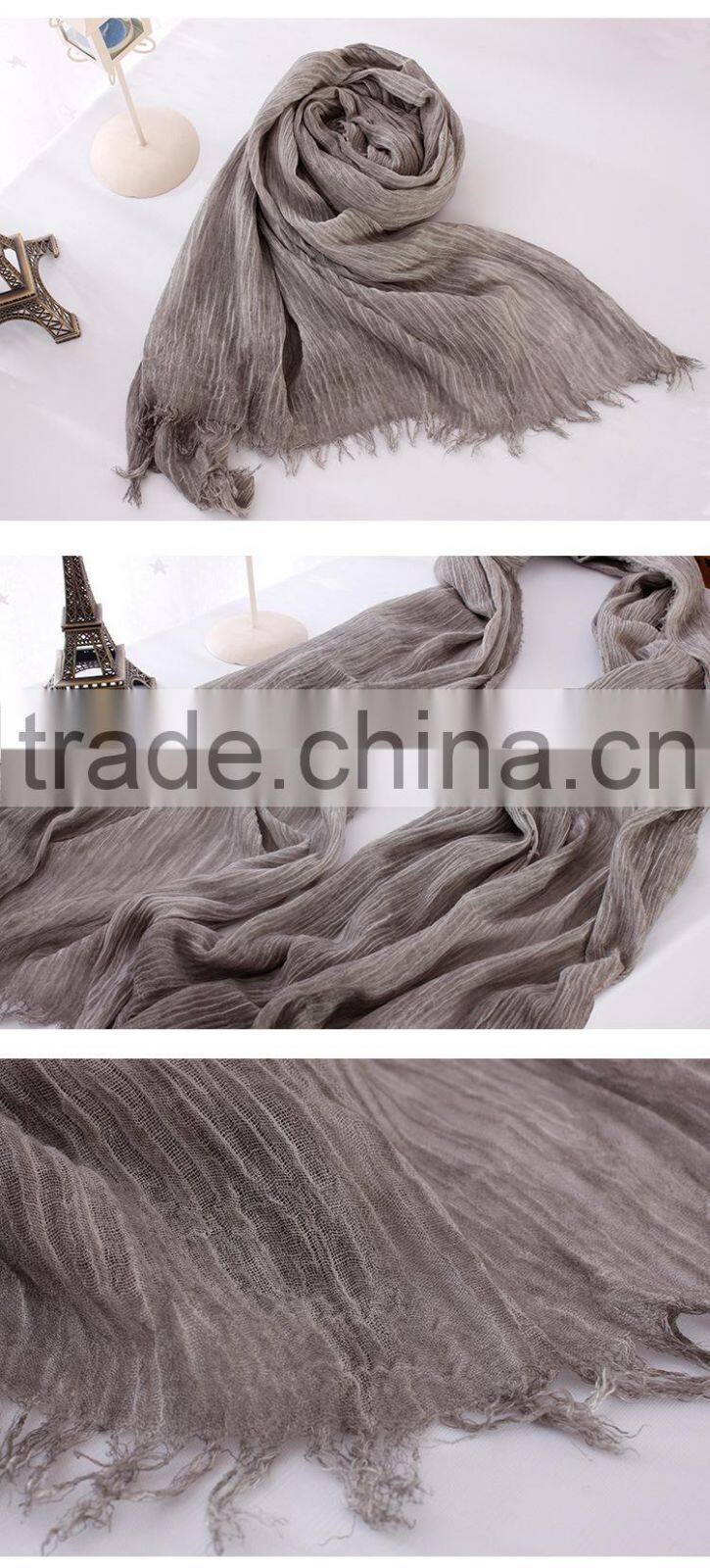 Wholesale Korean Japan Ladies Fashion Solid Color Plain 100% Linen Scarf