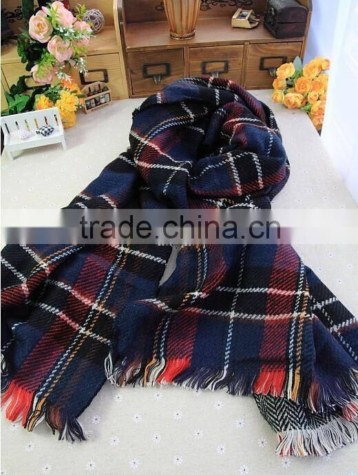 Wholesale Winter Fashion Wool Plaid Checked Ladies Pashmina Scarf