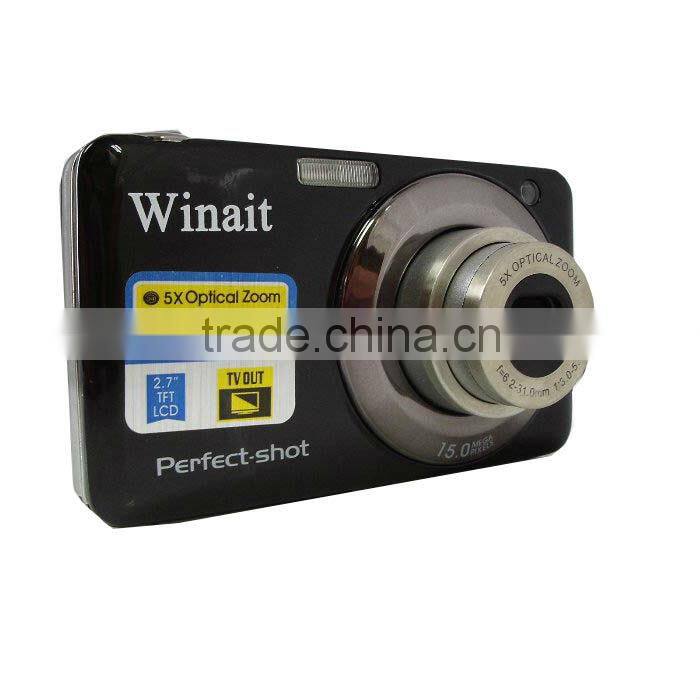 full HD Digital Camera with 2.7'' TFT LCD and 5X Optical Zoom 9.0 Mega pixels CMOS Sensor DC-V600