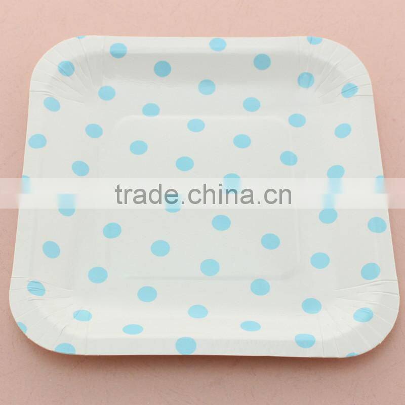 China wholesale fancy dotted 7 inch square paper plates
