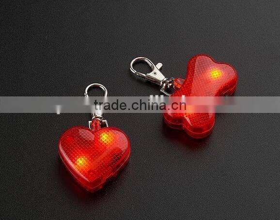Creative Heart shaped plastic flashing light pet id tags cheap