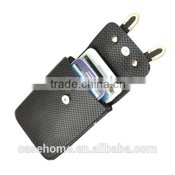 Universal Black PU leather cross-body mobile phone shoulder bag pouch case For iPhone 6