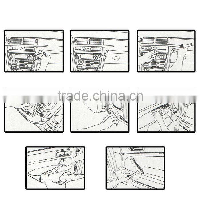 Universal 4pcs Car Radio Install Audio Removal Stereo Pry Tool Kit Orange Panel Trim Molding Removal Tool Set