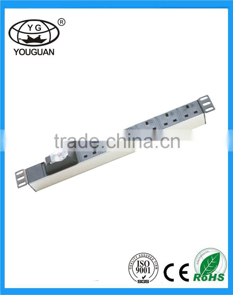 19 inch 6 Ways Power Strip Socket with 1P Circuit breaker