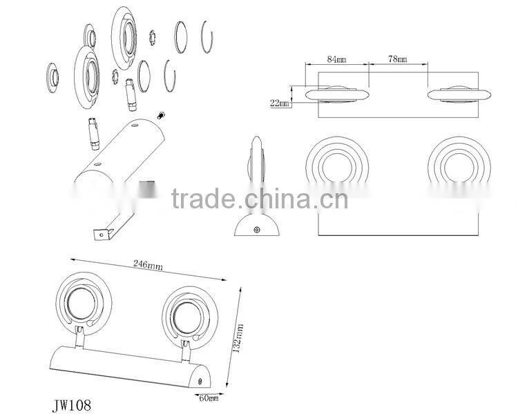 Indoor ajustable aluminum two heads wall sconce JW-108 wireless wall sconce
